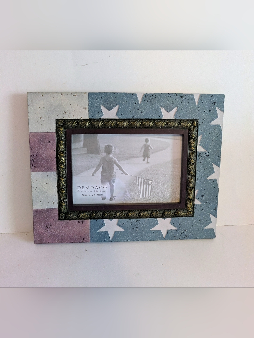 Frame Demdaco Blue and Cream Star Flag Photo Frame NWT